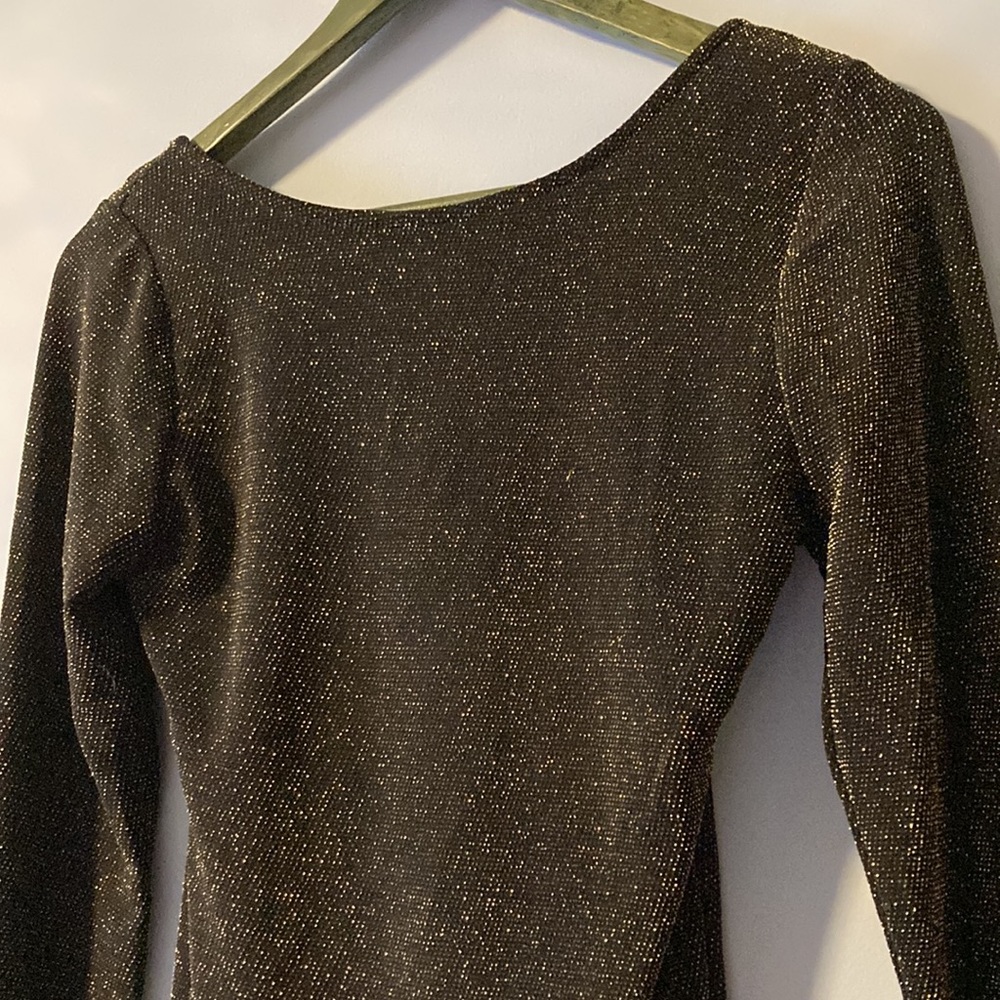Fiestar Open Back Black and Gold Glitter Dress Size Medium - Picture 9 of 16